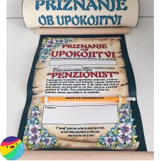 Priznanje v tulcu za upokojenca
